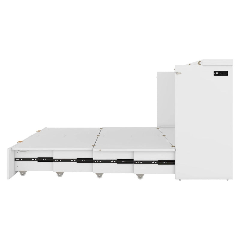 Nestfair Full Size Murphy Bed Wall Bed with drawer and a set of Sockets & USB Ports