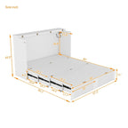 Nestfair Full Size Murphy Bed Wall Bed with drawer and a set of Sockets & USB Ports