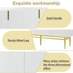 Modern Elegant 4-door Sideboard Gold Metal Handle Buffet Cabinet for Dining Room, Living Room, Bedroom, Hallway