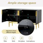 Modern Elegant 4-door Sideboard Gold Metal Handle Buffet Cabinet for Dining Room, Living Room, Bedroom, Hallway