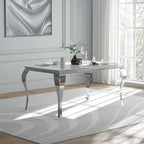 Mid Century Modern Glass Dining Table with Metal Cabriole Legs