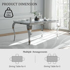 Mid Century Modern Glass Dining Table with Metal Cabriole Legs