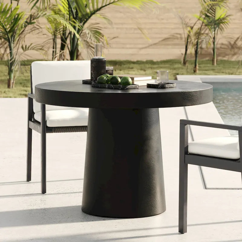 Modrest Desoto Modern Black Concrete Round Dining Table