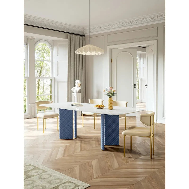 Lesly Rectangle White 70.86 in. Dining Table (8 Seats) - 70.86D35.43W29.52H