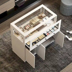 Display Cabinet with Tempered Glass Top and Lockable Storage Closet - 39.4