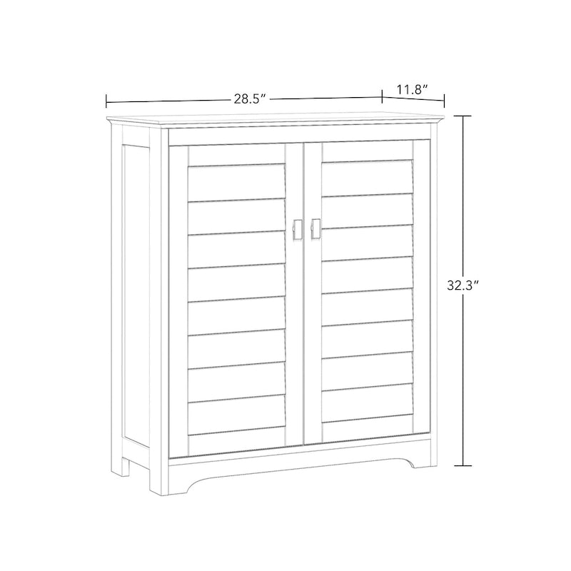 RiverRidge Brookfield Two-Door Floor Bathroom and Laundry Storage Cabinet and Organizer with Adjustable Shelves - White
