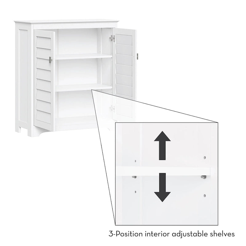 RiverRidge Brookfield Two-Door Floor Bathroom and Laundry Storage Cabinet and Organizer with Adjustable Shelves - White