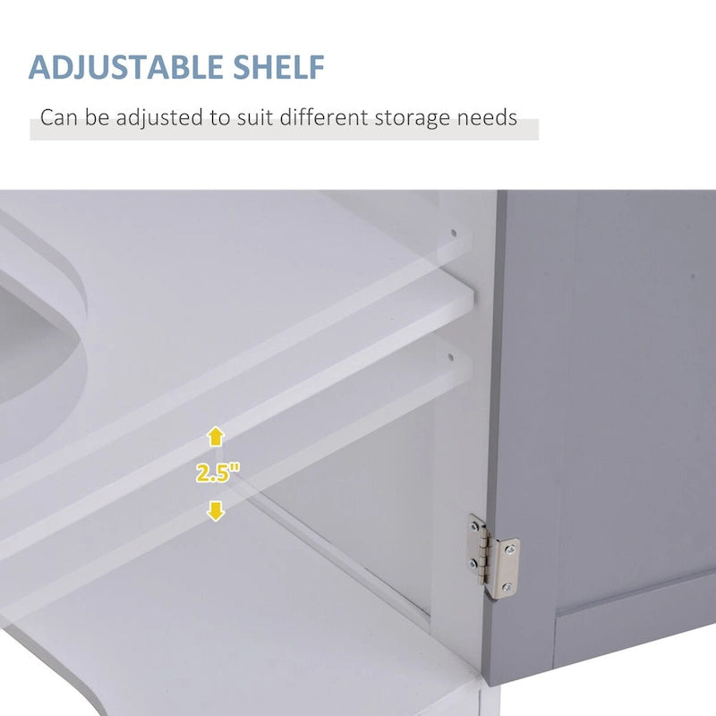 Pedestal Sink Storage Cabinet, Vanity Cabinet,Under Sink Bathroom Cabinet with U-shape and Adjustable Internal Shelf