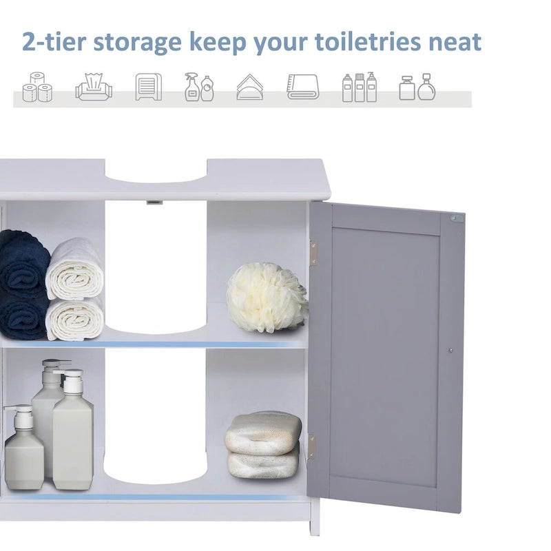 Pedestal Sink Storage Cabinet, Vanity Cabinet,Under Sink Bathroom Cabinet with U-shape and Adjustable Internal Shelf