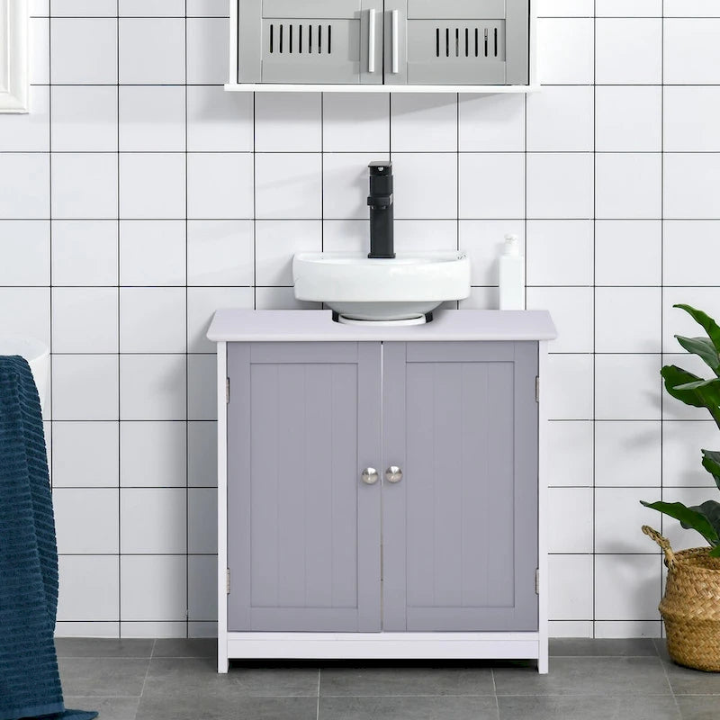 Pedestal Sink Storage Cabinet, Vanity Cabinet,Under Sink Bathroom Cabinet with U-shape and Adjustable Internal Shelf
