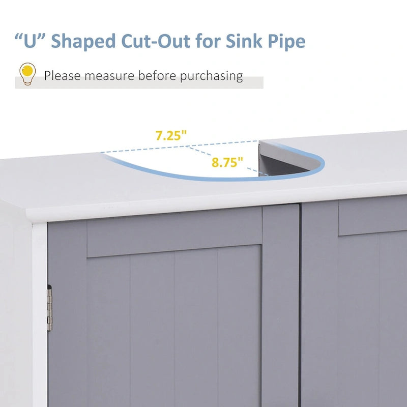 Pedestal Sink Storage Cabinet, Vanity Cabinet,Under Sink Bathroom Cabinet with U-shape and Adjustable Internal Shelf