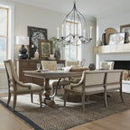 Americana Farmhouse Dusty Taupe Trestle Table Set with Dining Chairs Various Options
