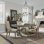 Americana Farmhouse Dusty Taupe Trestle Table Set with Dining Chairs Various Options