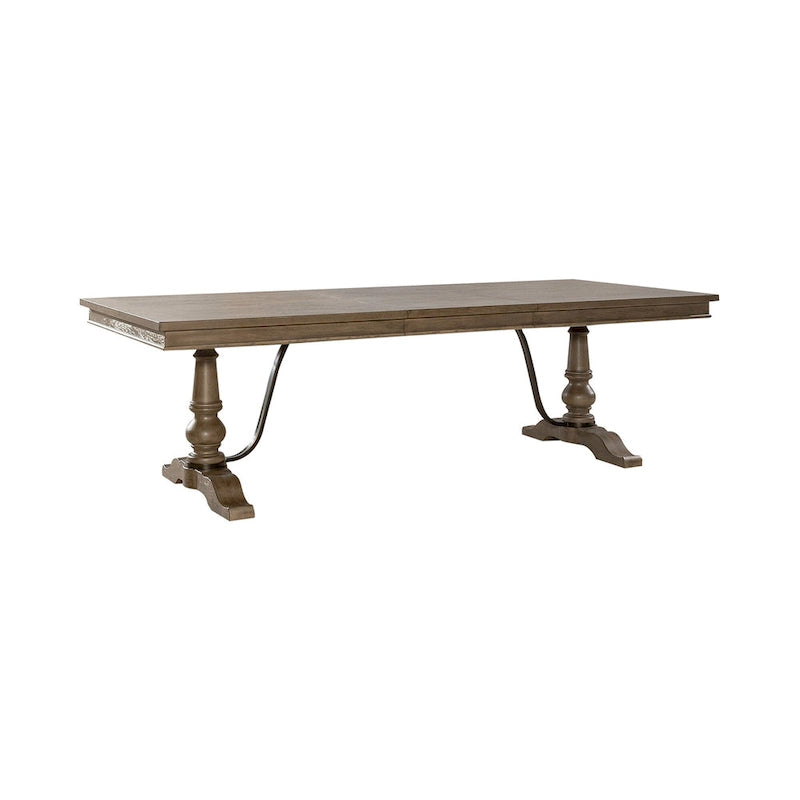 Americana Farmhouse Dusty Taupe Trestle Table Set with Dining Chairs Various Options