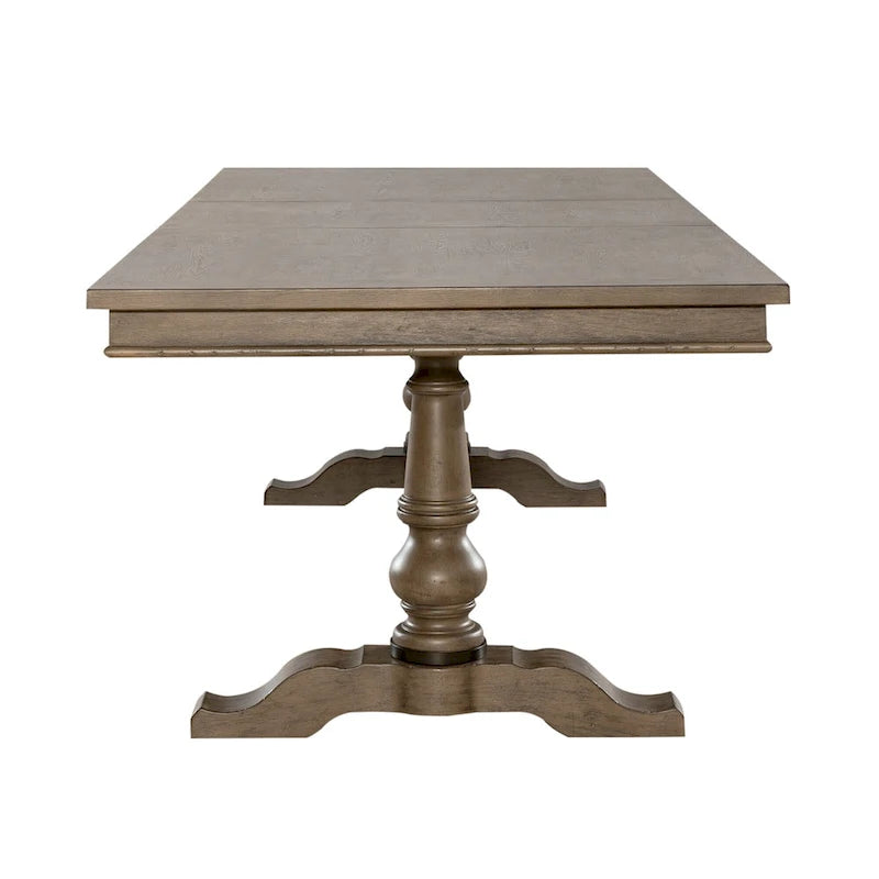 Americana Farmhouse Dusty Taupe Trestle Table Set with Dining Chairs Various Options