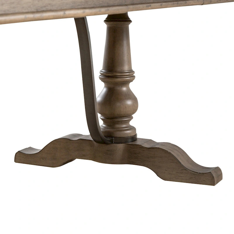 Americana Farmhouse Dusty Taupe Trestle Table Set with Dining Chairs Various Options