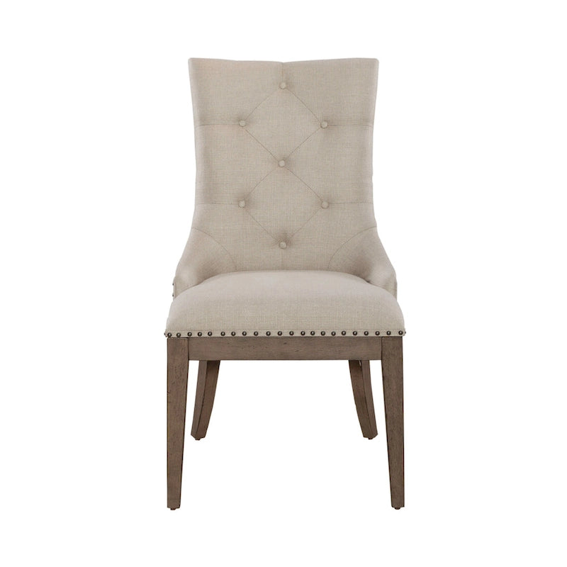 Americana Farmhouse Dusty Taupe Trestle Table Set with Dining Chairs Various Options