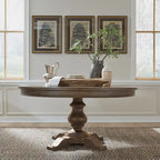 Americana Farmhouse Dusty Taupe Pedestal Table Set with Dining Chairs Options