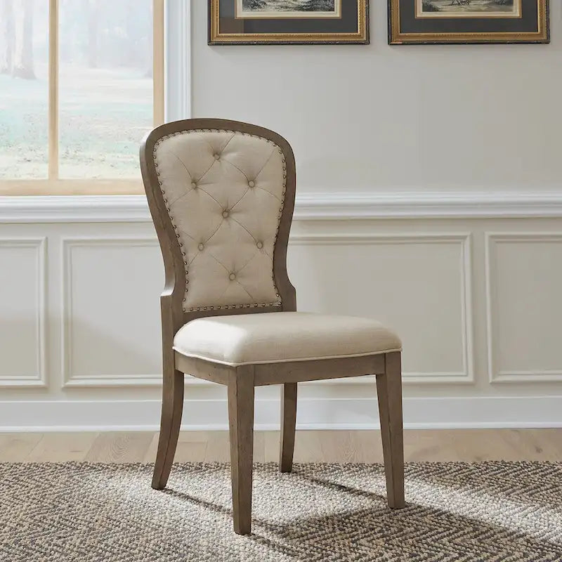 Americana Farmhouse Dusty Taupe Pedestal Table Set with Dining Chairs Options