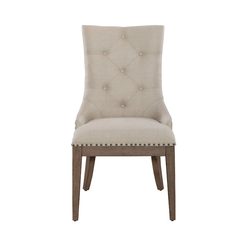 Americana Farmhouse Dusty Taupe Pedestal Table Set with Dining Chairs Options