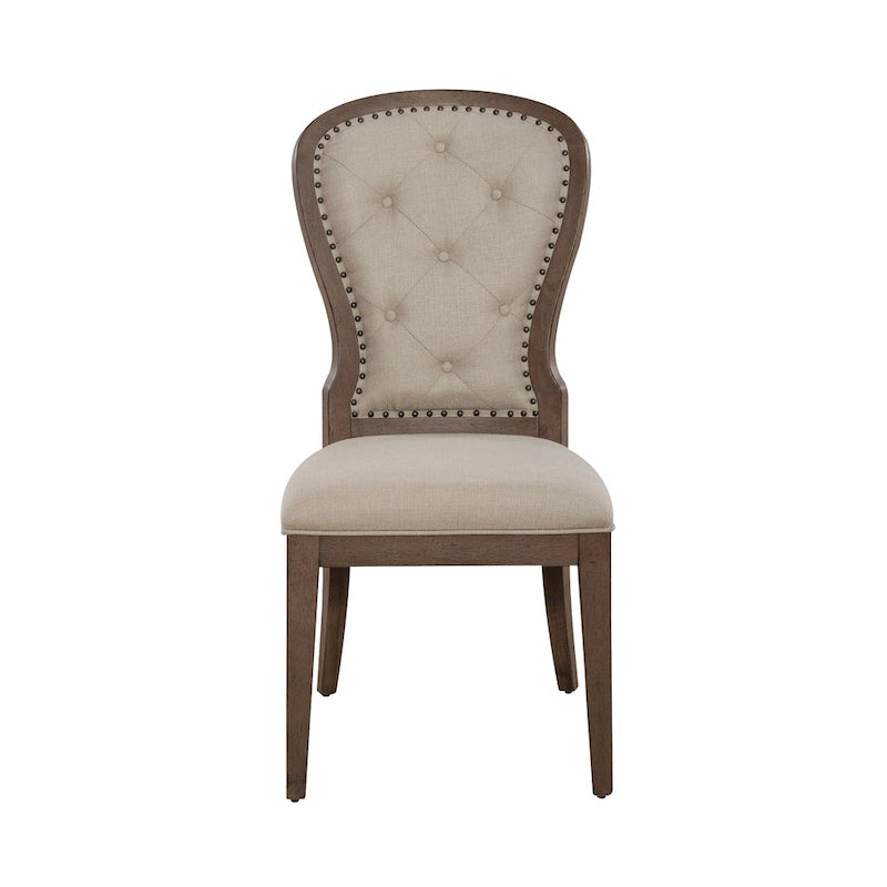 Americana Farmhouse Dusty Taupe Pedestal Table Set with Dining Chairs Options