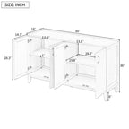 Sideboard with 4 Door Large Storage Buffet with Adjustable Shelves and Metal Handles for Kitchen, Living Room, Dining Room