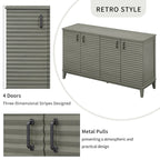 Sideboard with 4 Door Large Storage Buffet with Adjustable Shelves and Metal Handles for Kitchen, Living Room, Dining Room