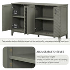 Sideboard with 4 Door Large Storage Buffet with Adjustable Shelves and Metal Handles for Kitchen, Living Room, Dining Room