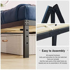 16 Inch Black Metal Platform Bed Frame With Wood Slats Support