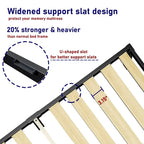 16 Inch Black Metal Platform Bed Frame With Wood Slats Support