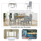 7-Piece Farmhouse Dining Set Classic Rustic Table and 6 high-back design Chairs for Dining Room