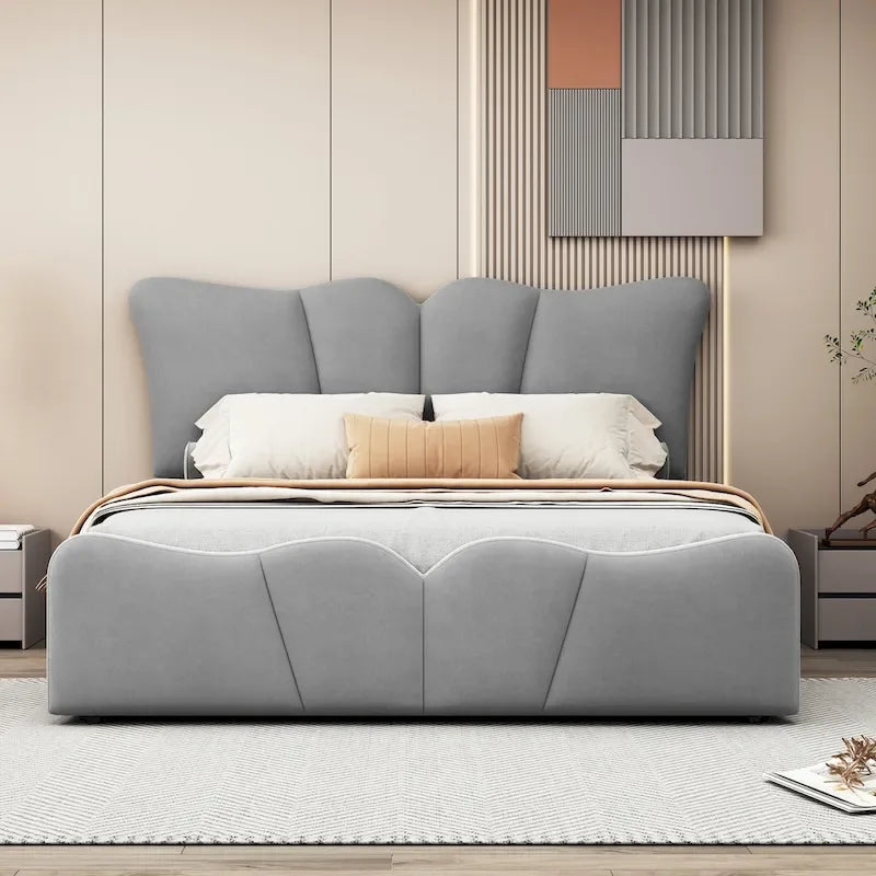 Full Size Upholstered Platform Bed Velvet Upholstered Bed