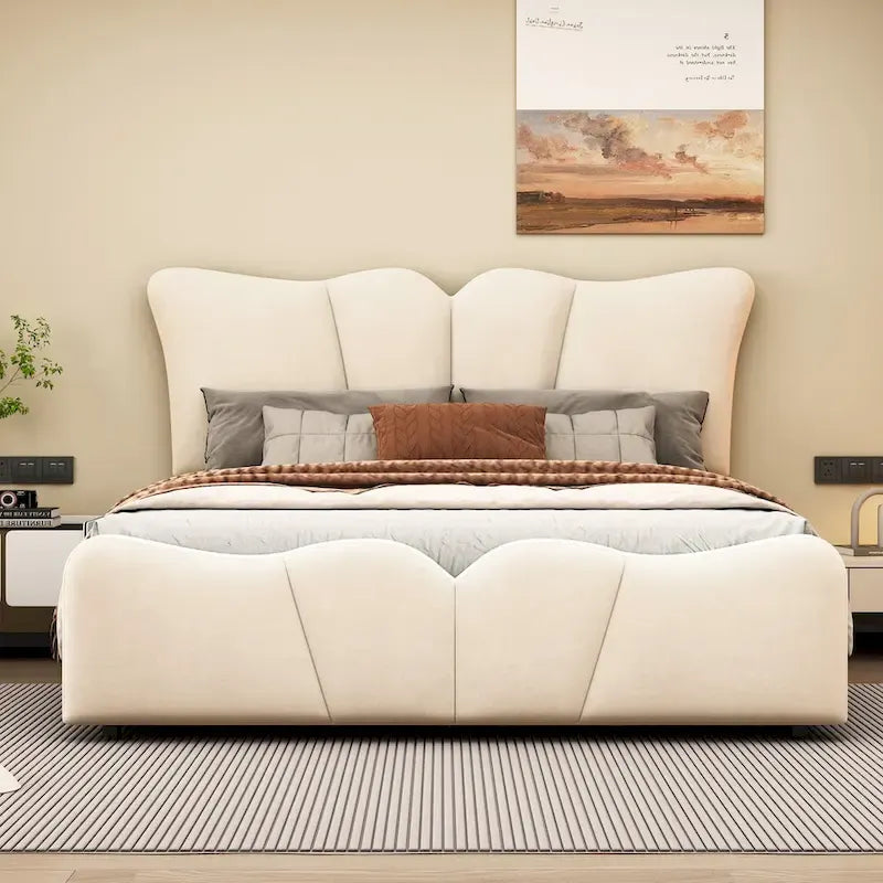 Full Size Upholstered Platform Bed Velvet Upholstered Bed