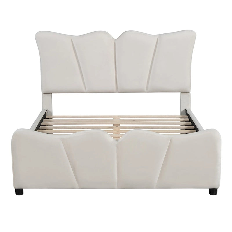 Full Size Upholstered Platform Bed Velvet Upholstered Bed
