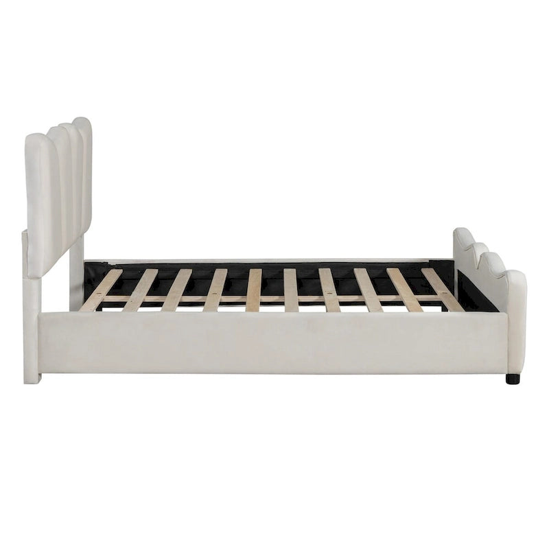 Full Size Upholstered Platform Bed Velvet Upholstered Bed