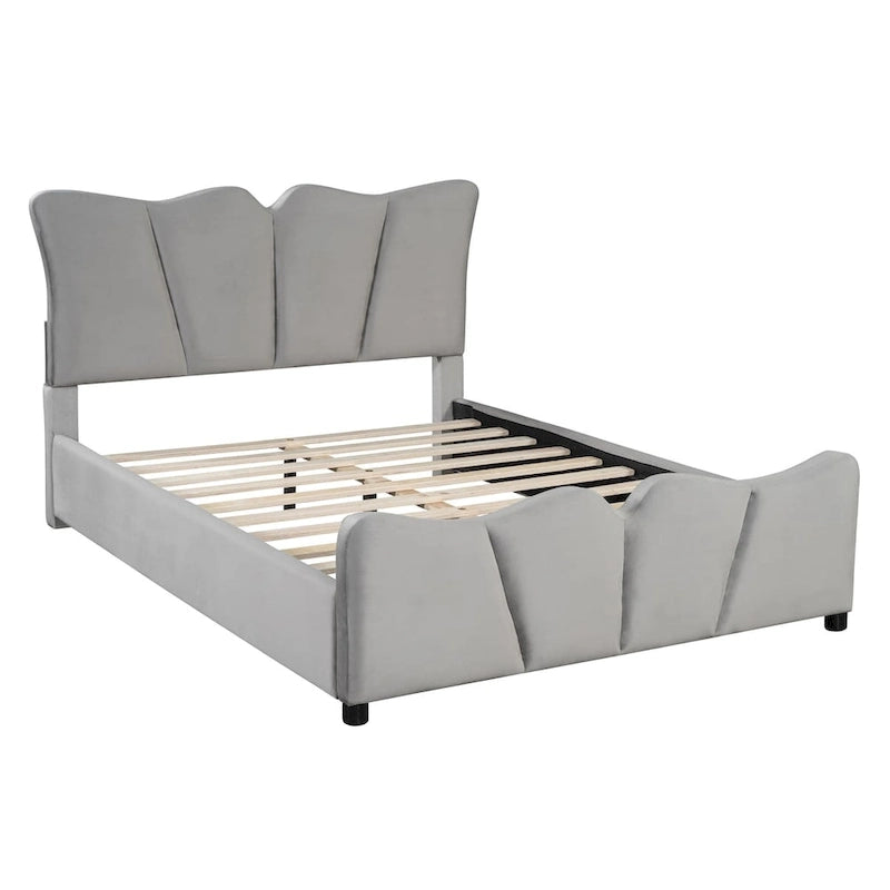 Full Size Upholstered Platform Bed Velvet Upholstered Bed