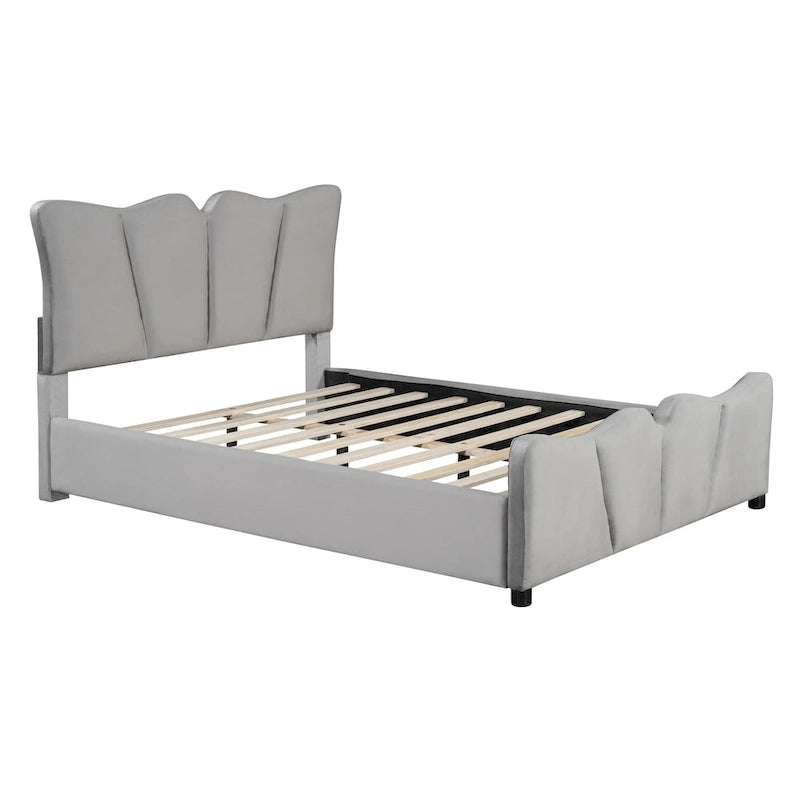 Full Size Upholstered Platform Bed Velvet Upholstered Bed