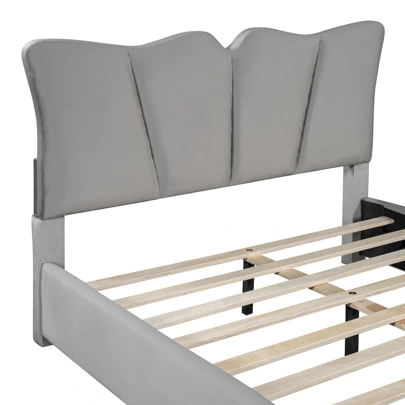 Full Size Upholstered Platform Bed Velvet Upholstered Bed