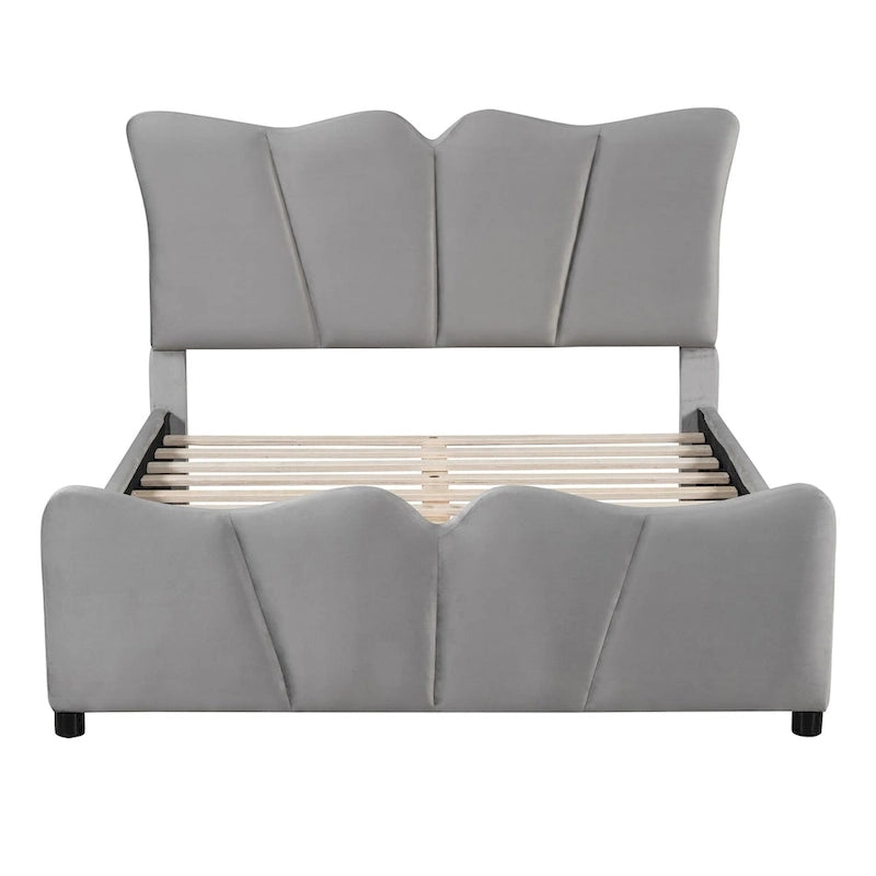Full Size Upholstered Platform Bed Velvet Upholstered Bed