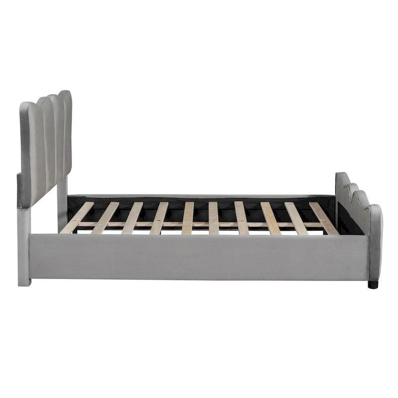 Full Size Upholstered Platform Bed Velvet Upholstered Bed