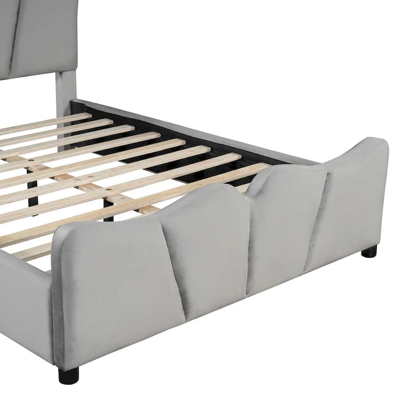 Full Size Upholstered Platform Bed Velvet Upholstered Bed