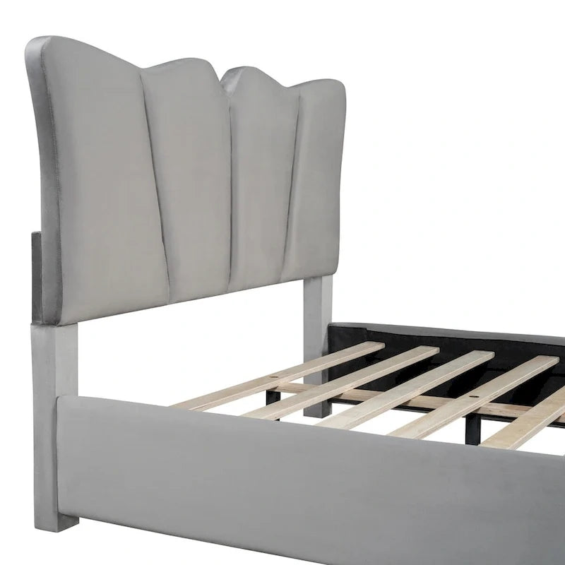 Full Size Upholstered Platform Bed Velvet Upholstered Bed