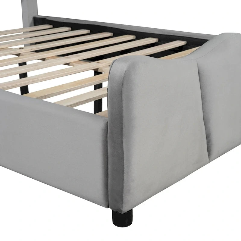 Full Size Upholstered Platform Bed Velvet Upholstered Bed