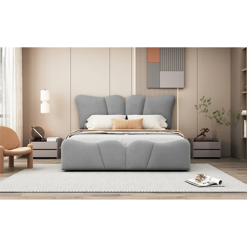 Full Size Upholstered Platform Bed Velvet Upholstered Bed