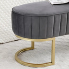 Bench Bedroom Bench ,Velvet Oval Upholstered End of Bed Bench with Golden Metal Legs ,48 Modern Storage Ottoman Bench
