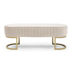 Bench Bedroom Bench ,Velvet Oval Upholstered End of Bed Bench with Golden Metal Legs ,48 Modern Storage Ottoman Bench