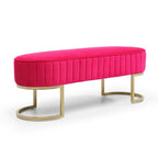 Bench Bedroom Bench ,Velvet Oval Upholstered End of Bed Bench with Golden Metal Legs ,48 Modern Storage Ottoman Bench