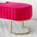 Bench Bedroom Bench ,Velvet Oval Upholstered End of Bed Bench with Golden Metal Legs ,48 Modern Storage Ottoman Bench