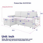 Convertible Sleeper Sofa Bed with Storage Chaise and USB Port, L-Shaped Couch,Beige