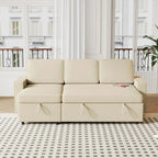 Convertible Sleeper Sofa Bed with Storage Chaise and USB Port, L-Shaped Couch,Beige